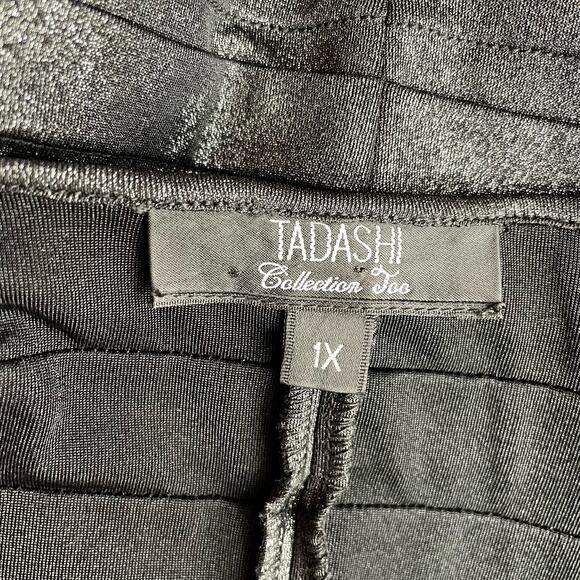 Tadashi Metallic Gray Surplice V-Neck Pleated V Neck Knit Dressy Top womens 1X - Picture 6 of 9